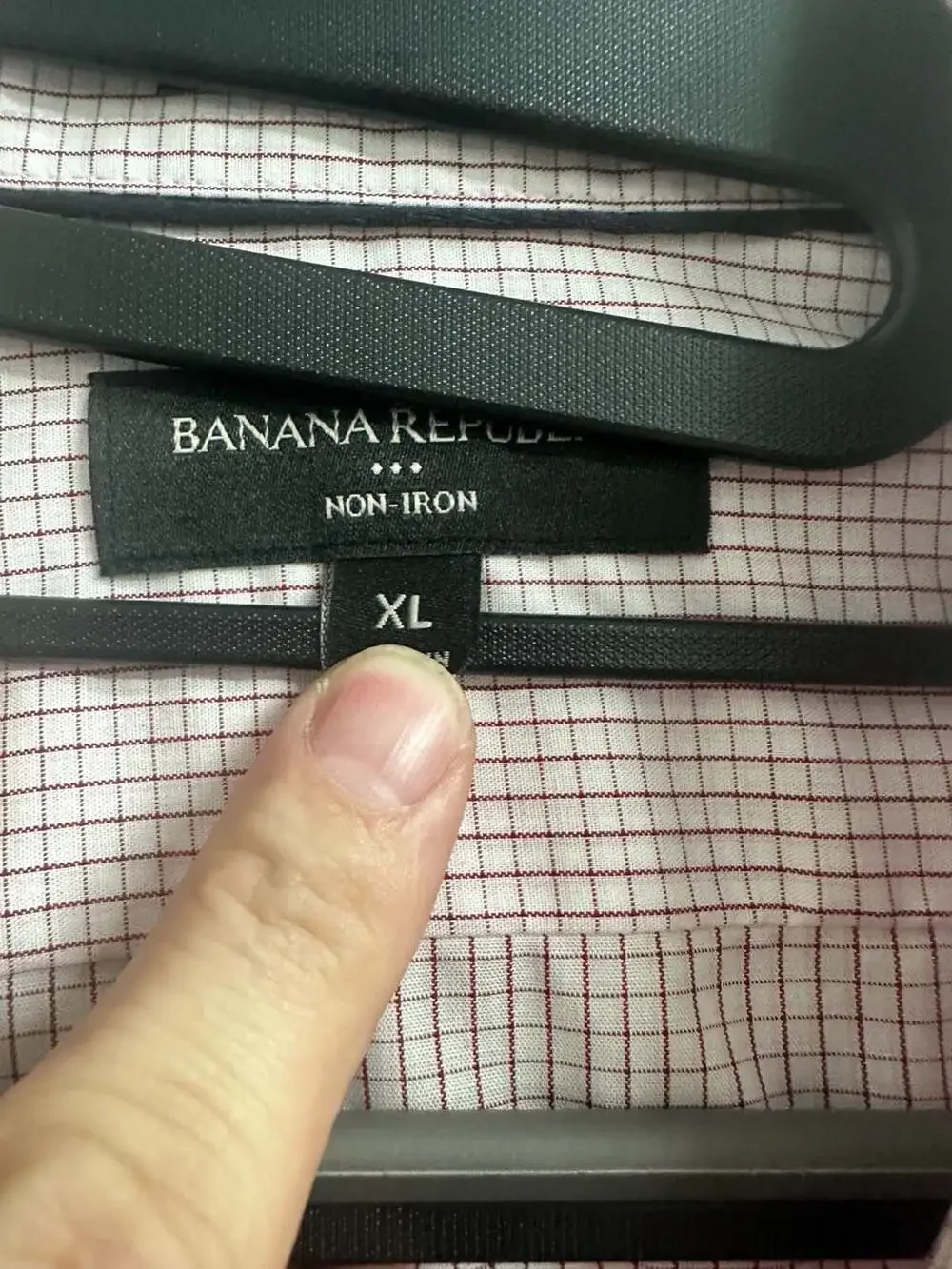 Banana Republic Non-Iron Men's Red and White Check  Button-Up Shirt XL